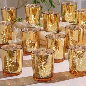 6 gold candle holders